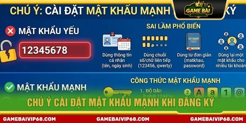 Chú ý cài đặt mật khẩu mạnh khi đăng ký 
