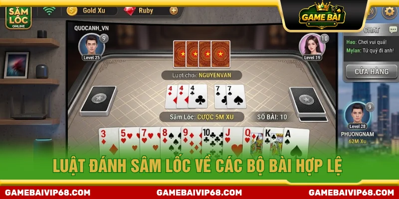 Các bộ bài được sử dụng trong luật đánh Sâm lốc