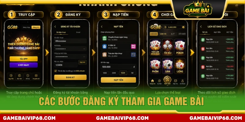 Các bước tham gia game bài nhanh chóng an toàn (minh họa từ GO88)