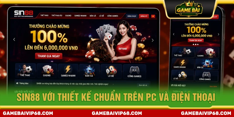 SIN88 với giao diện ấn tượng, chơi trên điện thoại cực mượt
