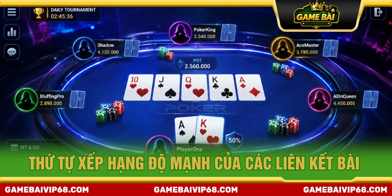 Thứ tự xếp hạng các liên kết bài trong Poker từ Mậu mập đến Thùng phá sảnh